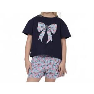NEW AZARHIA london floral bow boxy shirt in navy
